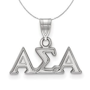 Sterling Silver Alpha Sigma Alpha Small Greek Necklace - 24 Inch